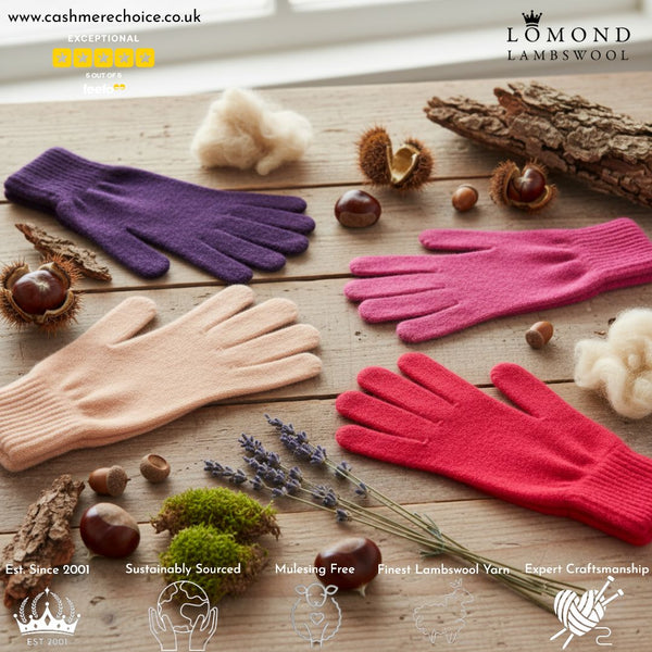Womens Winter Gloves - Warm Lambswool Gloves - Lomond Cashmere