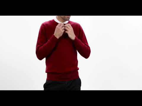 Man wearing red cashmere sweater