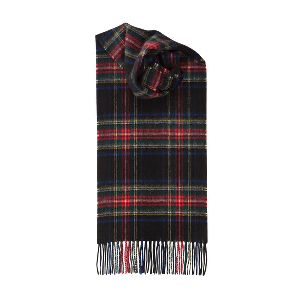 Tartan Cashmere Scarf Black Stewart 
Folded