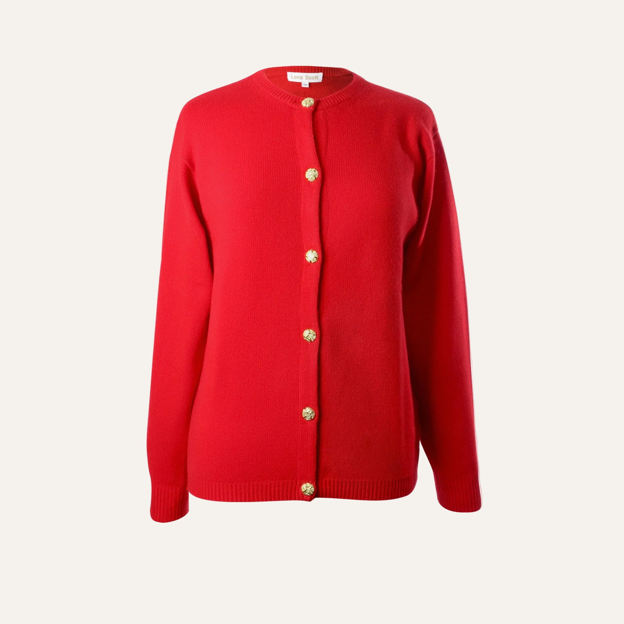 Ladies Cashmere Cardigan | Red | 3 Ply