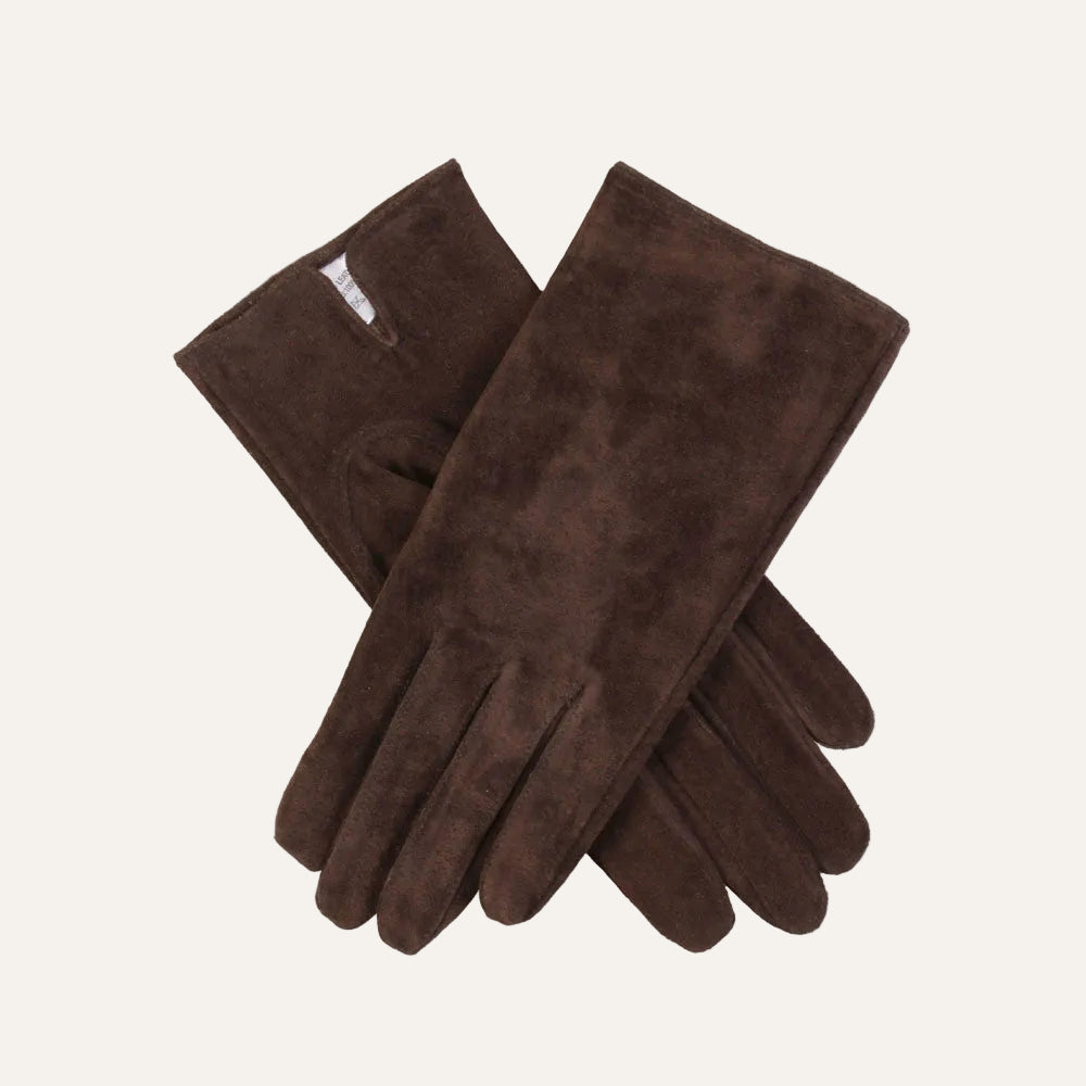 Suede ladies gloves in brown