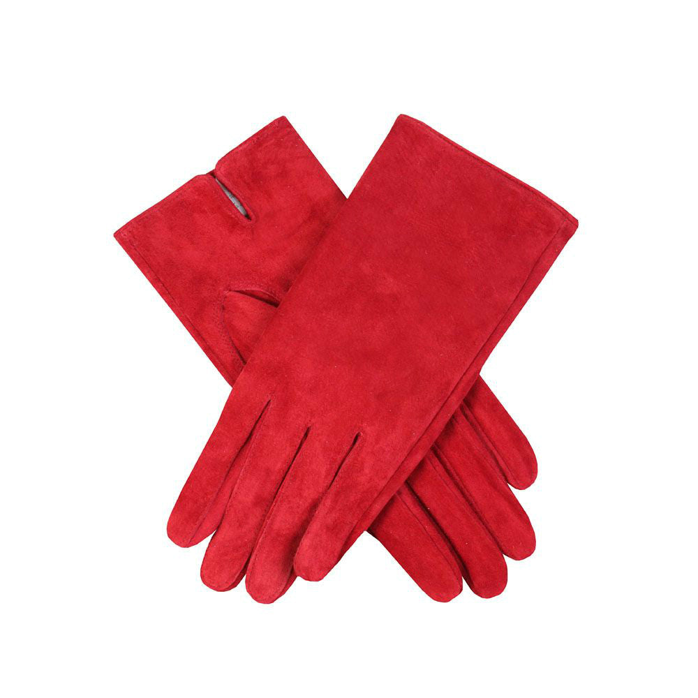 Suede ladies gloves in red