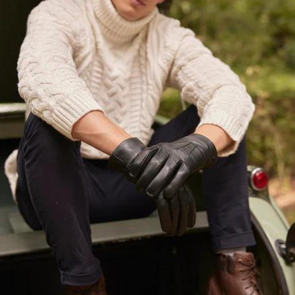 Mens cashmere lined leather gloves