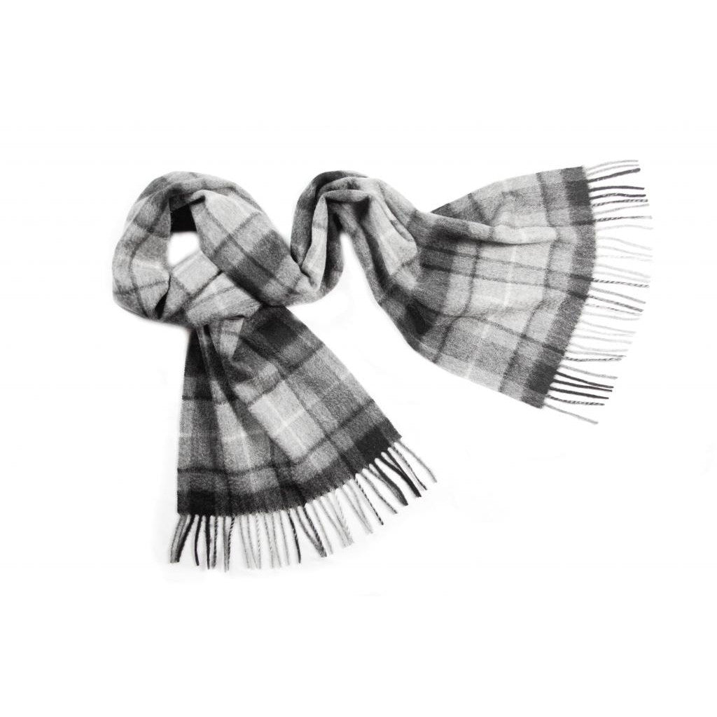 Checked Cashmere Scarf Grey Buchanan