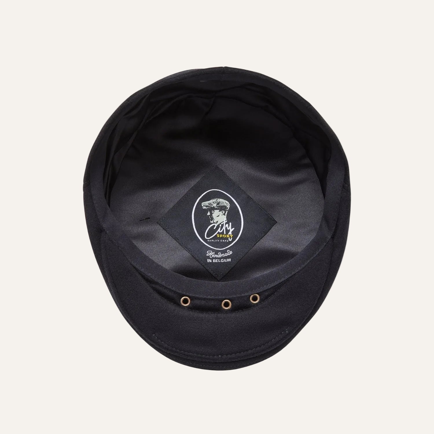 Black Cashmere Flat Cap by CitySport | Inside View | The Cashmere Choice