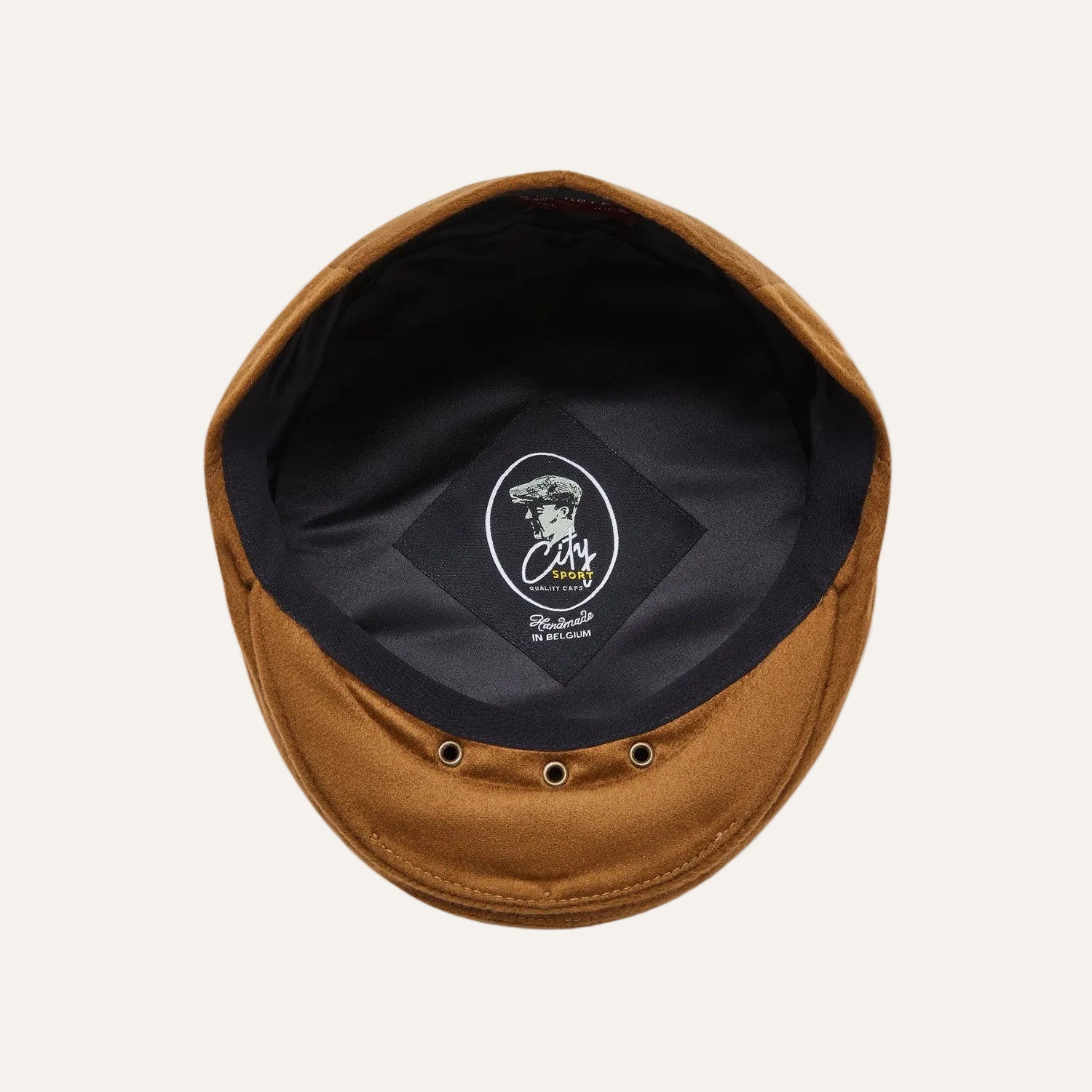 Camel Cashmere Flat Cap for Men by CitySport | Inside View | The Cashmere Choice