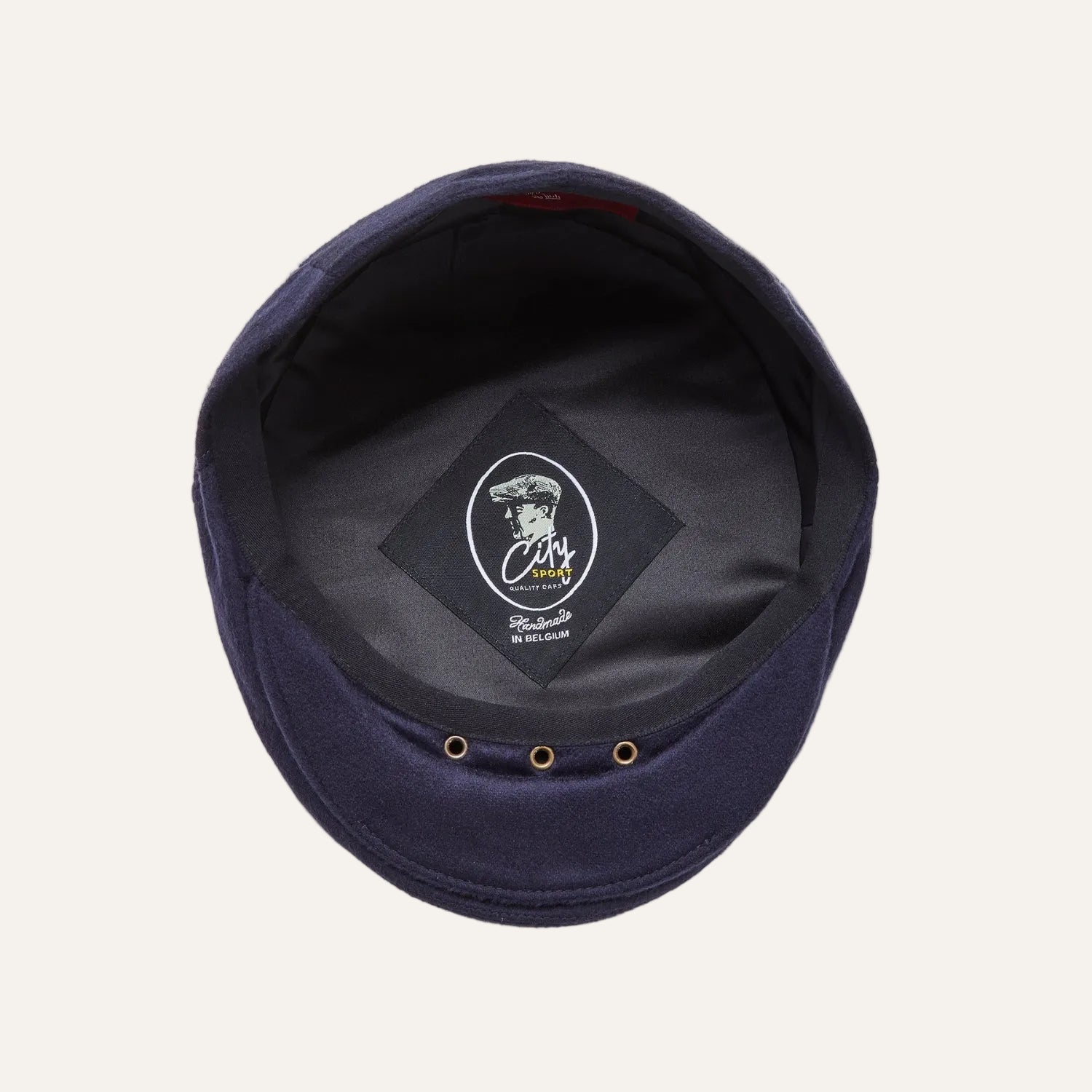 Navy Cashmere Flat Cap for Men by CitySport | Inside View | The Cashmere Choice