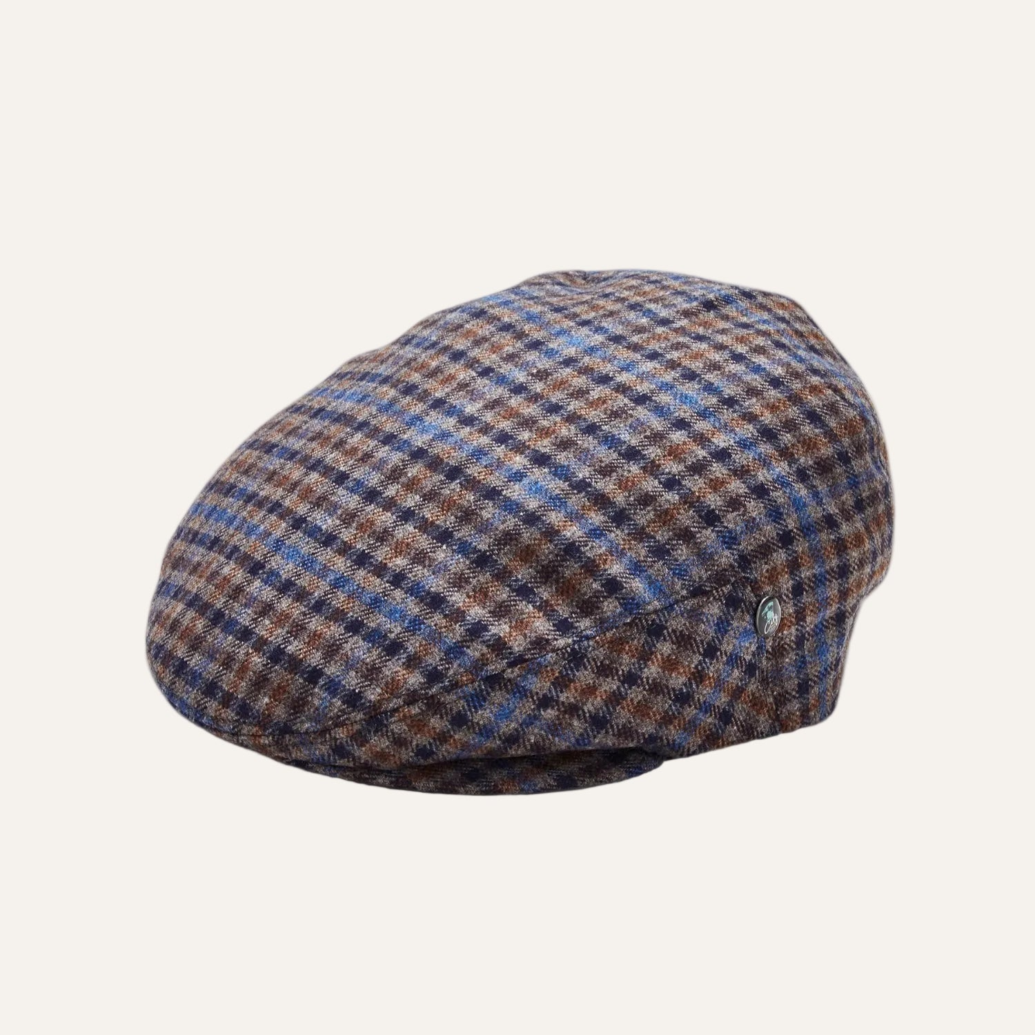 Cool Comfort Wool & Cashmere Flat Cap | Blue Check | City Sport