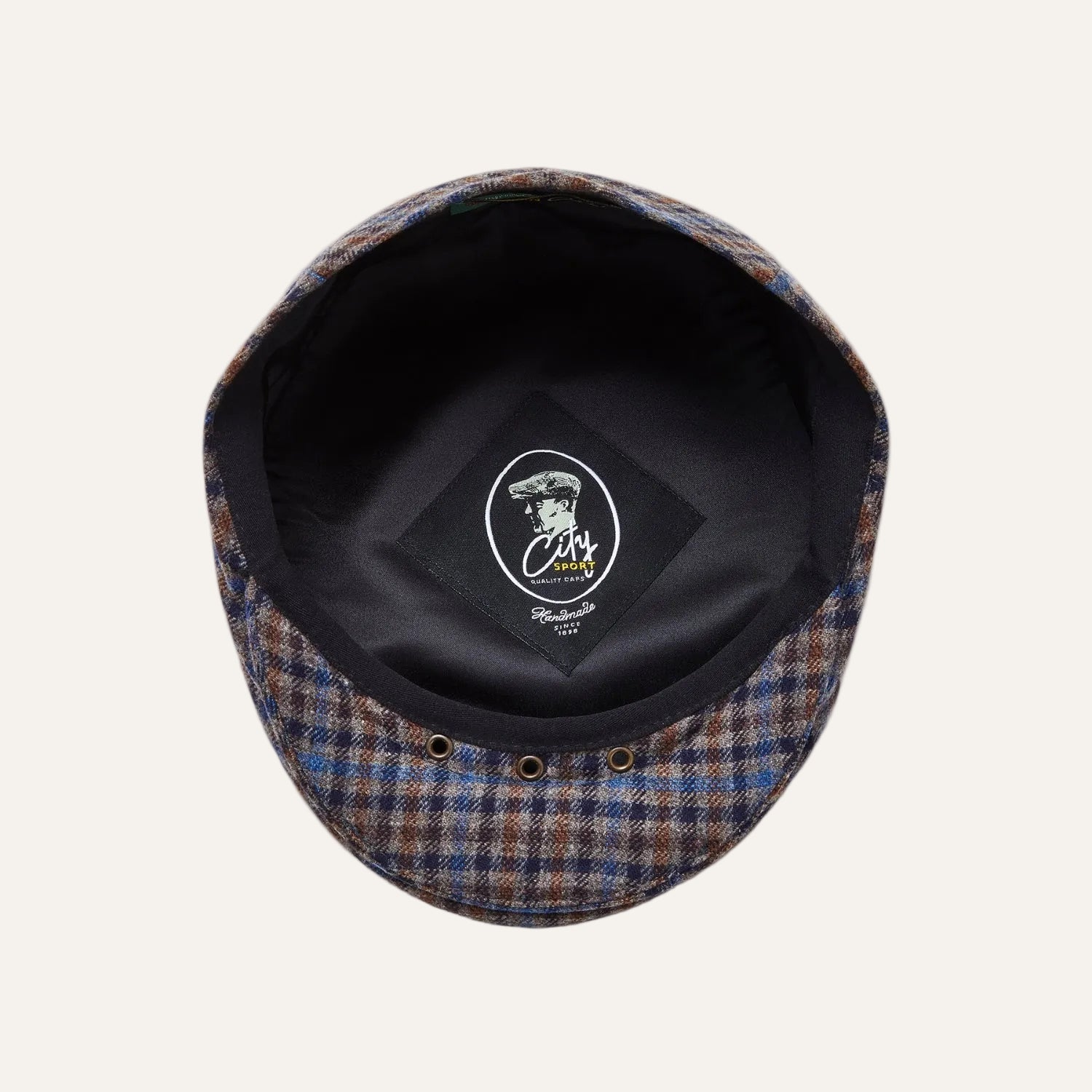 Cool Comfort Wool & Cashmere Flat Cap | Blue Check | City Sport