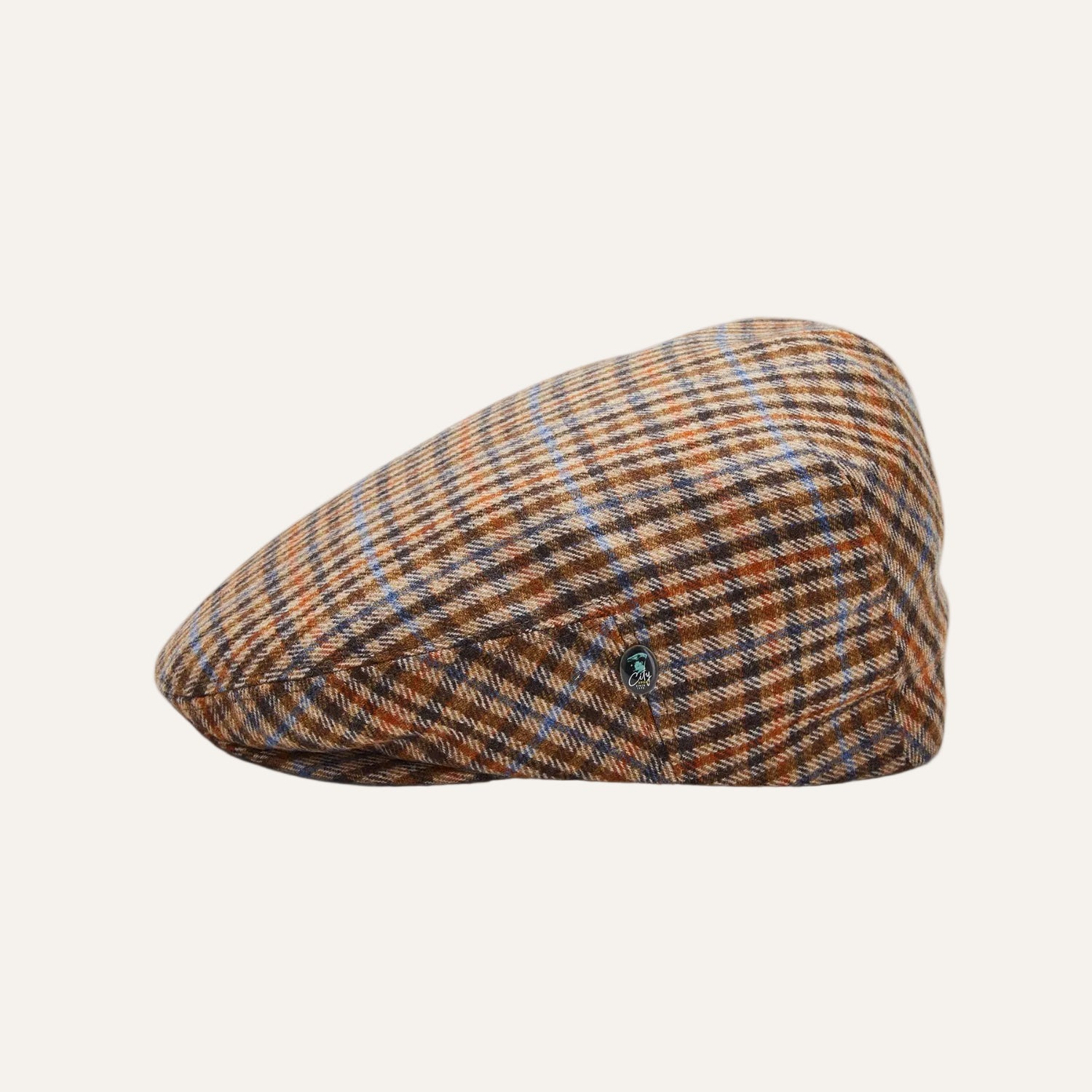 Cool Comfort Wool & Cashmere Flat Cap | Brown Check | City Sport