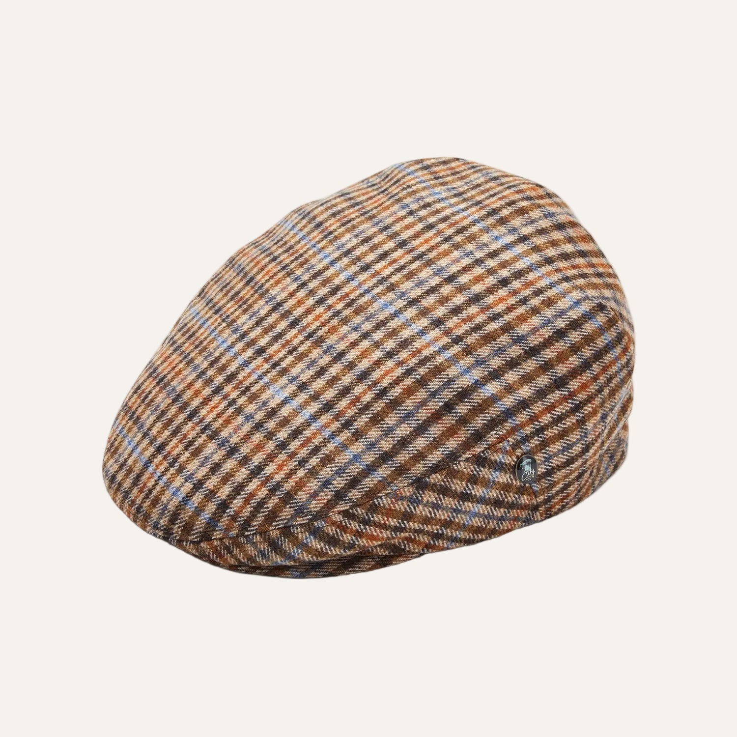 Cool Comfort Wool & Cashmere Flat Cap | Brown Check | City Sport