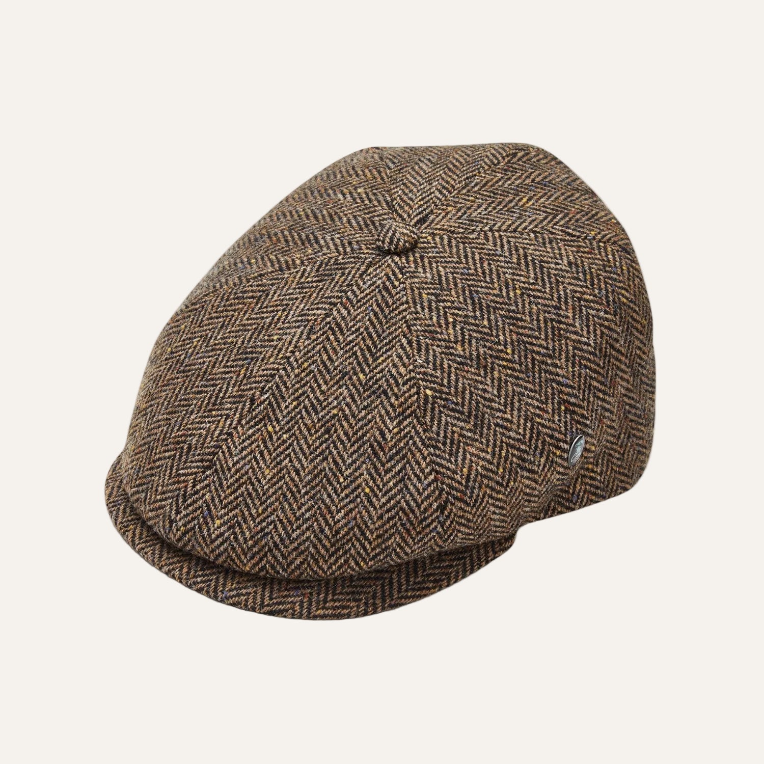 Donegal Tweed 6 Piece News Boy Cap | Brown Herringbone | City Sport