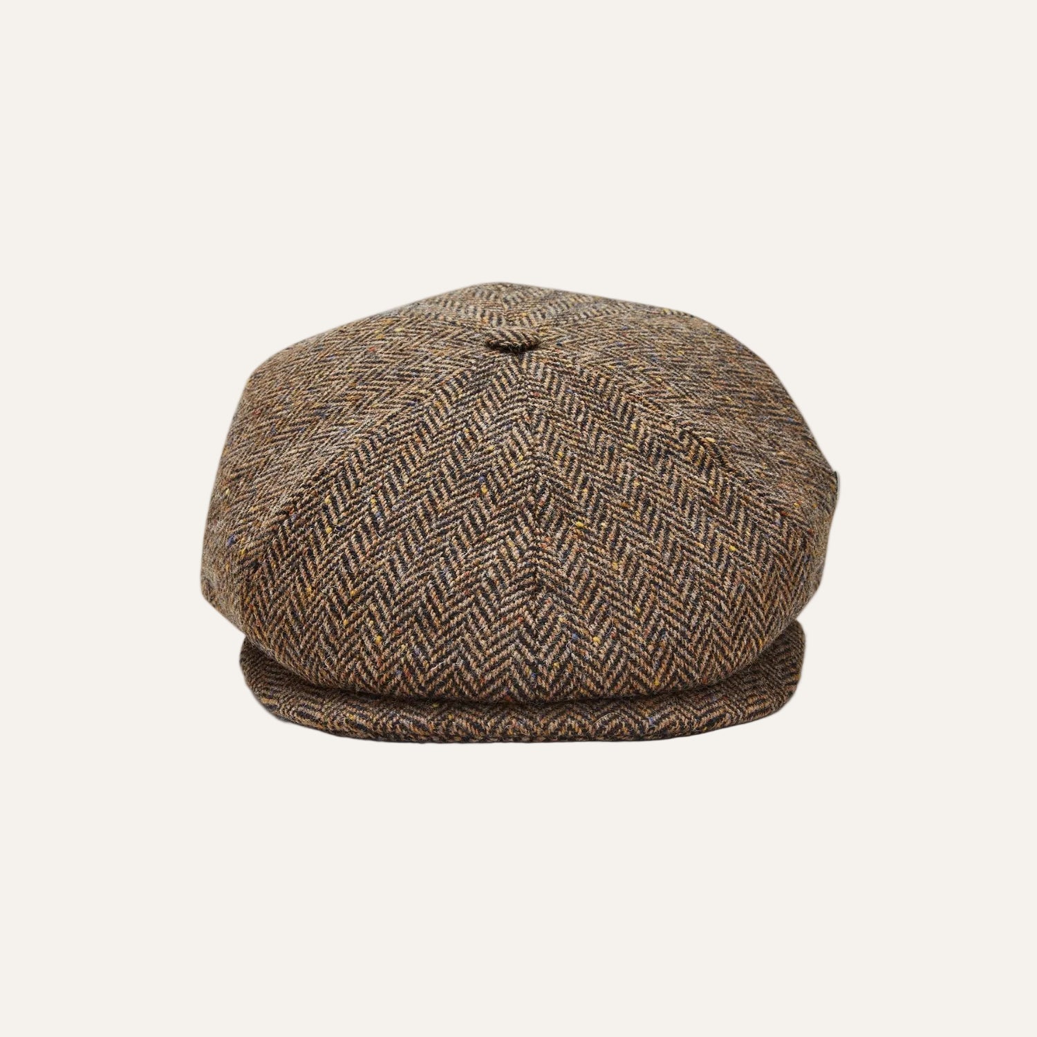 Donegal Tweed 6 Piece News Boy Cap | Brown Herringbone | City Sport
