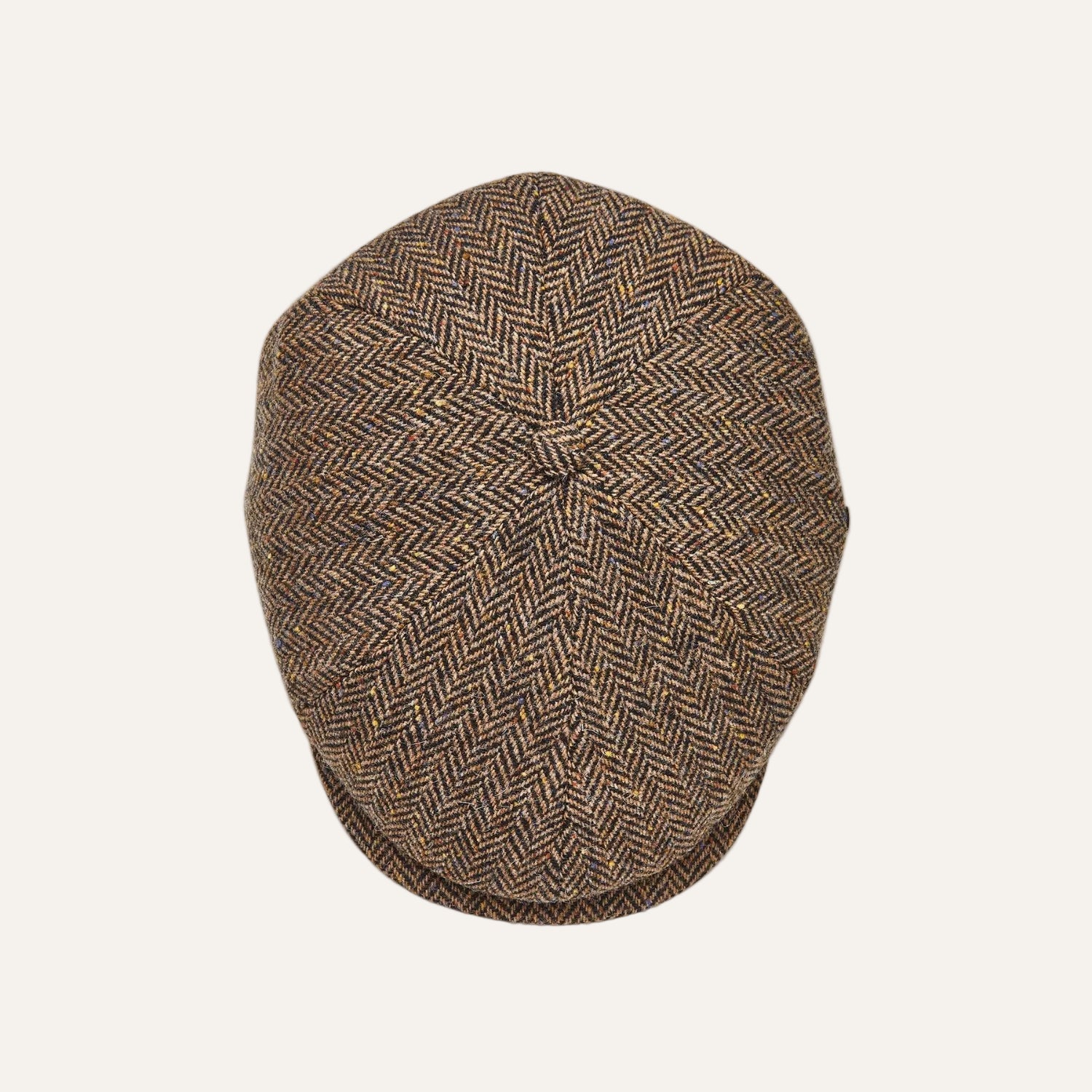 Donegal Tweed 6 Piece News Boy Cap | Brown Herringbone | City Sport