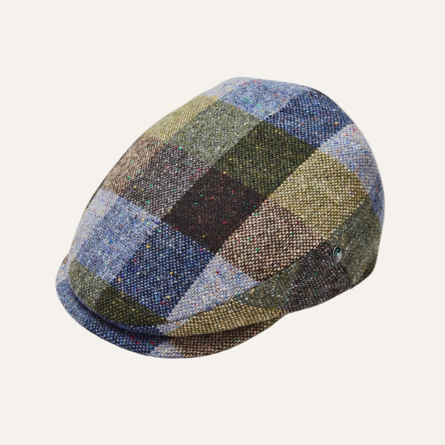 Donegal Tweed Flat Cap | Extended Peak Blue Green Check | City Sport