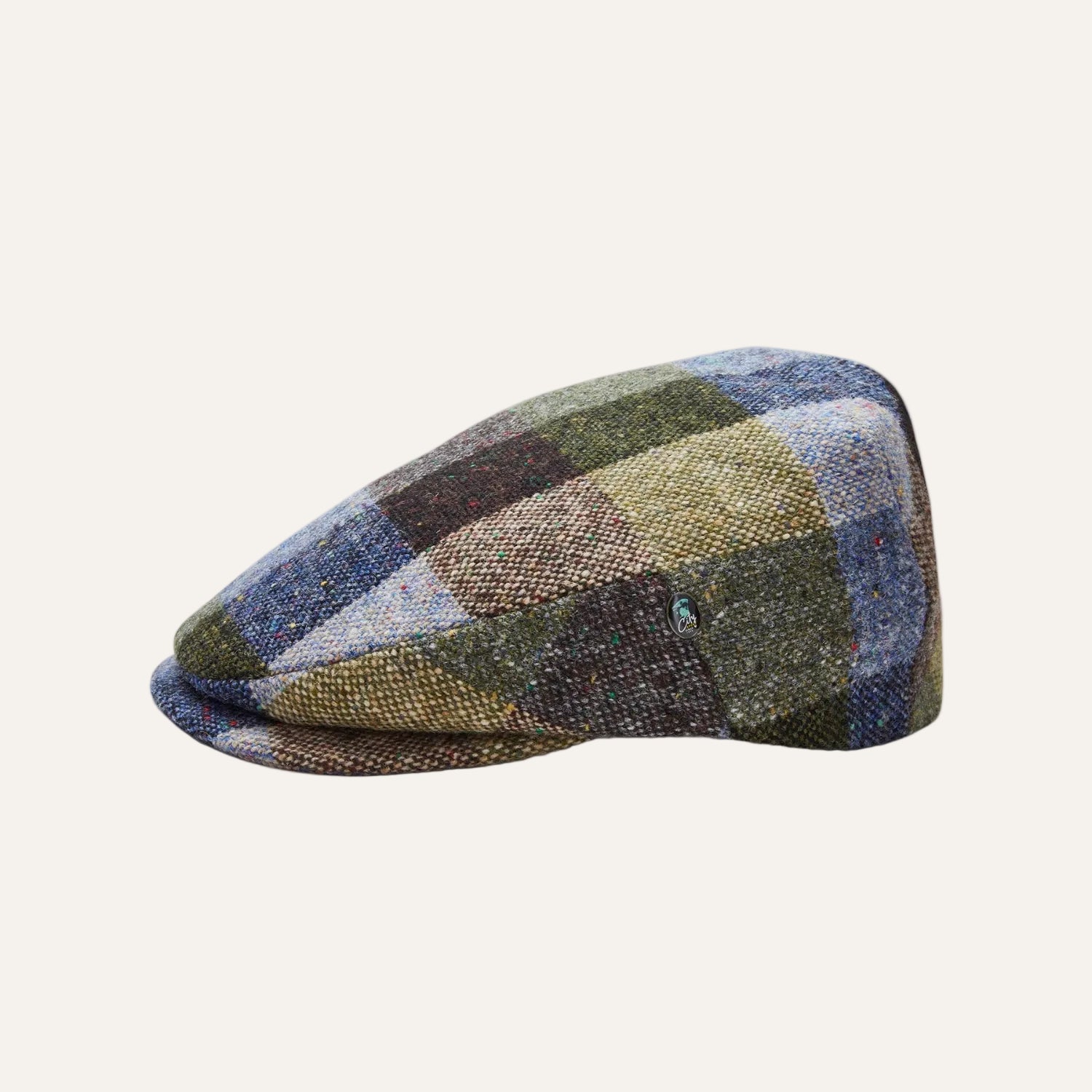 Donegal Tweed Flat Cap | Extended Peak Blue Green Check | City Sport