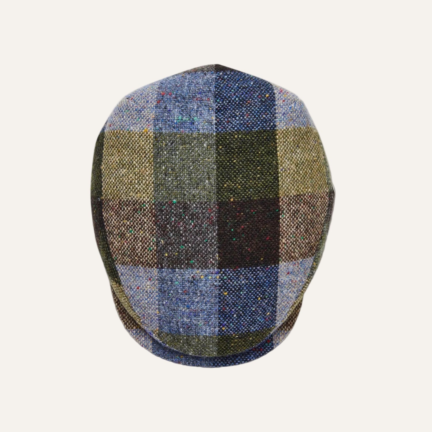Donegal Tweed Flat Cap | Extended Peak Blue Green Check | City Sport