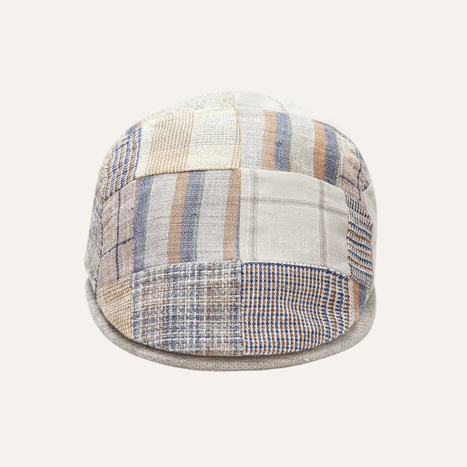 Mens Summer Cap | Linen Mix | Beige Patchwork | City Sport