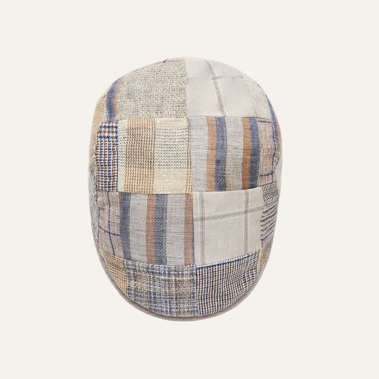 Mens Summer Cap | Linen Mix | Beige Patchwork | City Sport