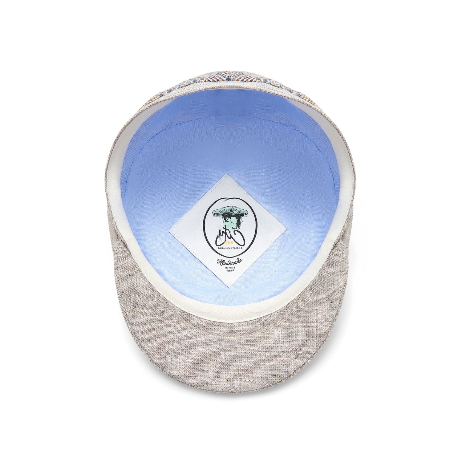 Mens Summer Cap | Linen Mix | Beige Patchwork | City Sport