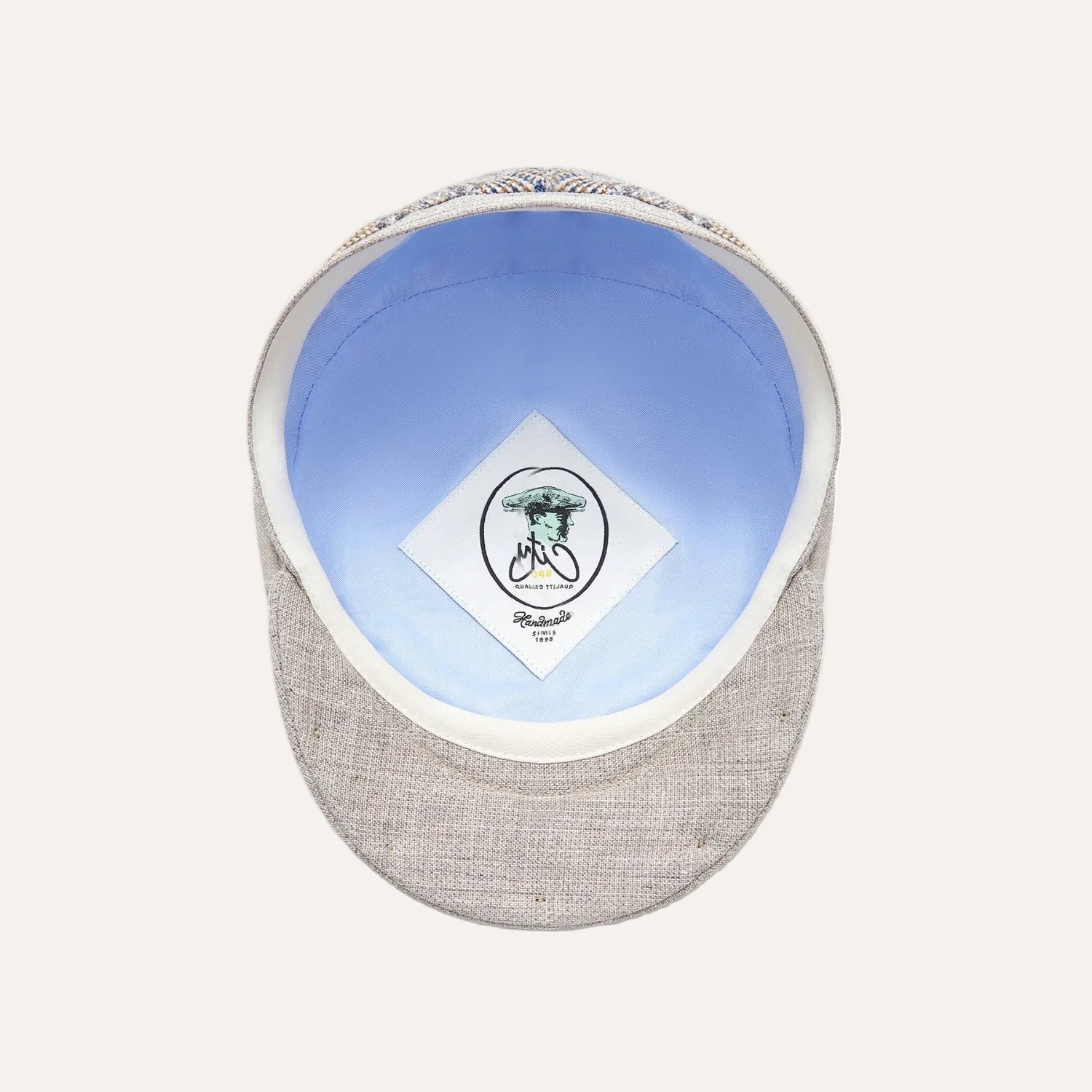 Mens Summer Cap | Linen Mix | Beige Patchwork | City Sport