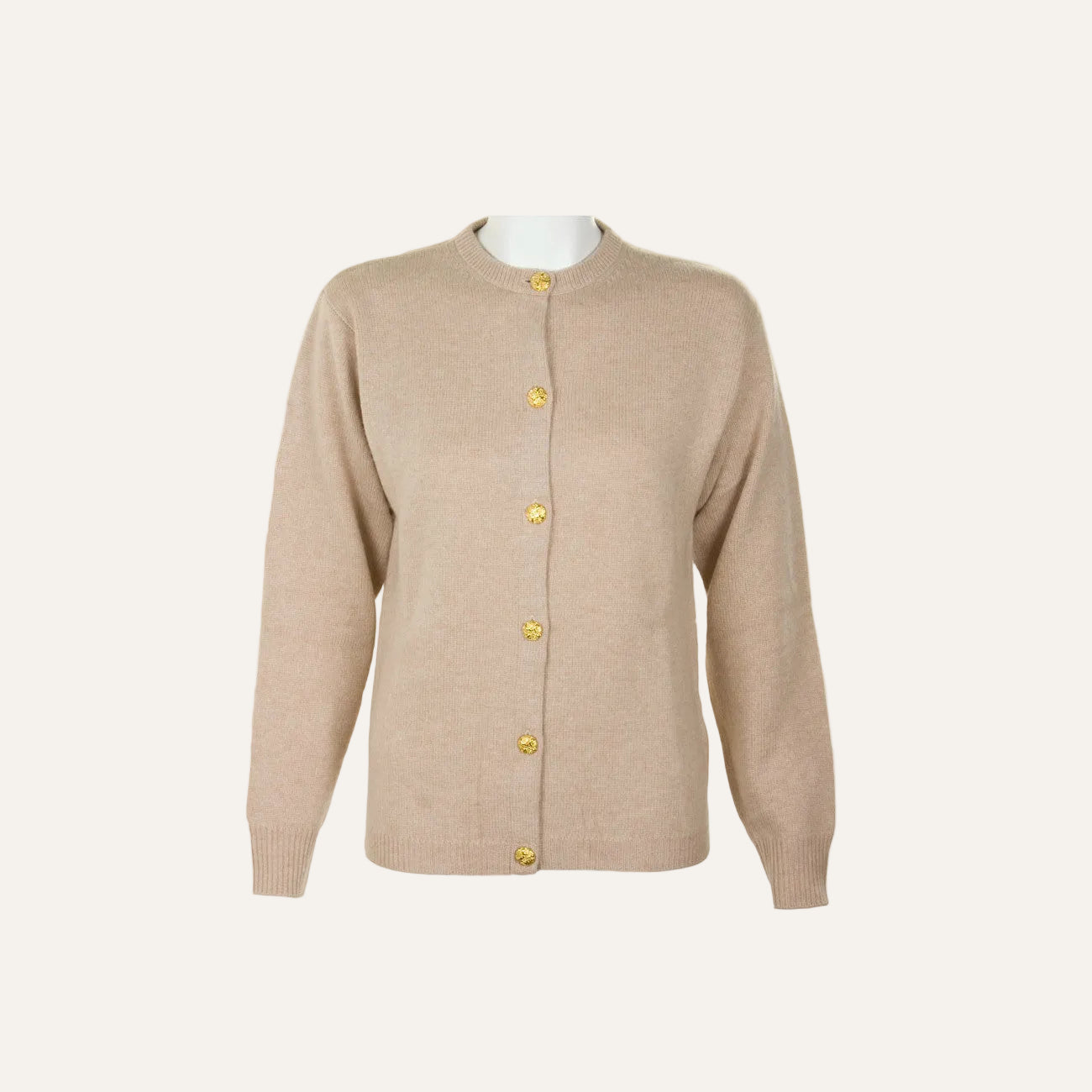 Ladies Cashmere Cardigan | Beige | 3 Ply