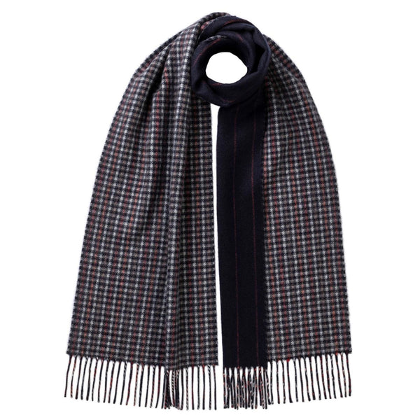 Johnsons of Elgin | Johnstons Cashmere | Mens Reversible Cashmere Scarf | Made in Scotland | Style RU7133 | shop at The Cashmere Choice | London