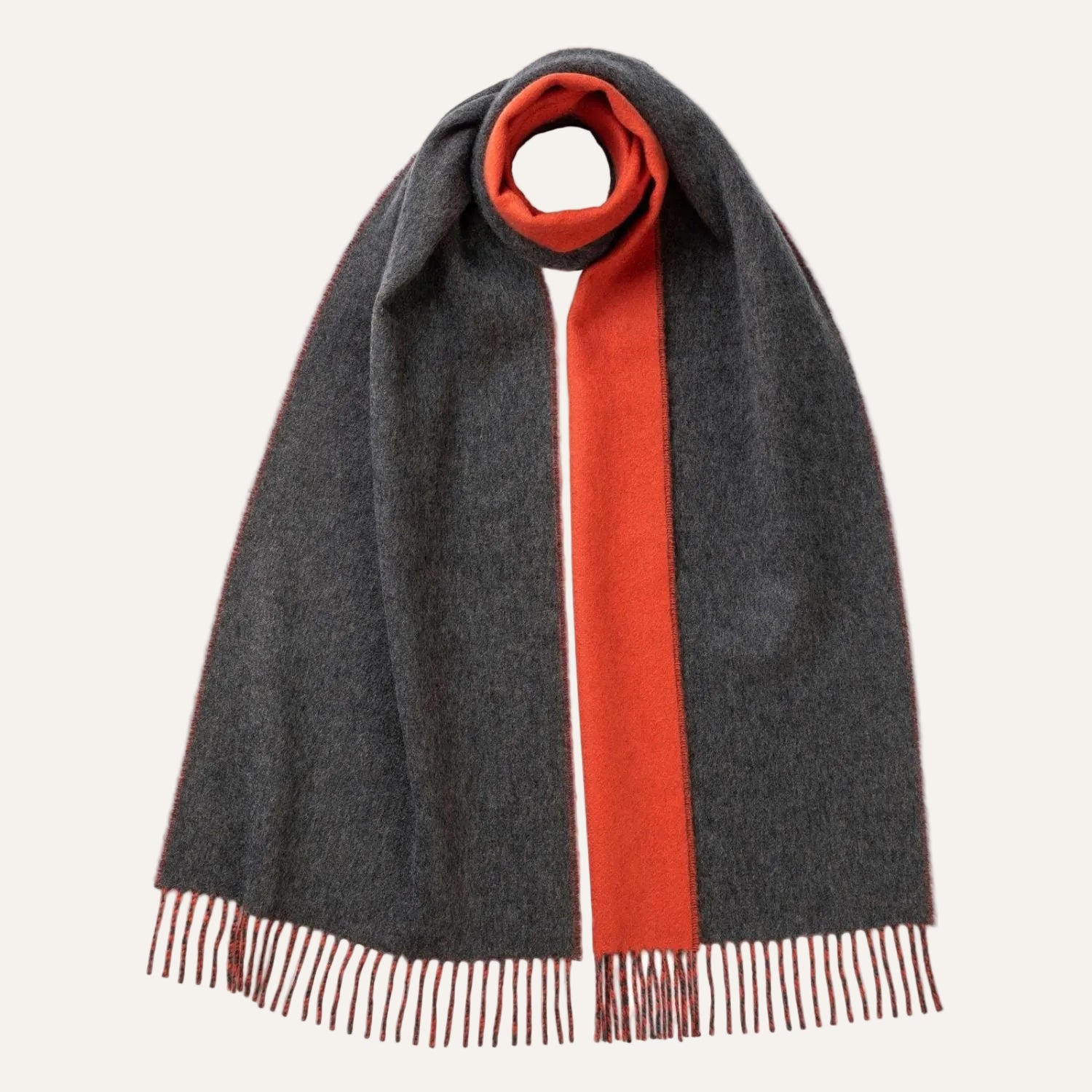 Johnsons of Elgin | Johnstons Cashmere | Mens Reversible Cashmere Scarf | Made in Scotland | Style RU7415 | shop at The Cashmere Choice | London