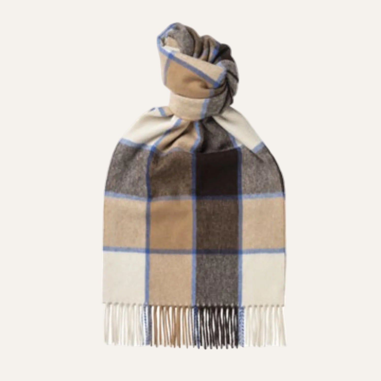 Cashmere Checked Scarf in natural colours