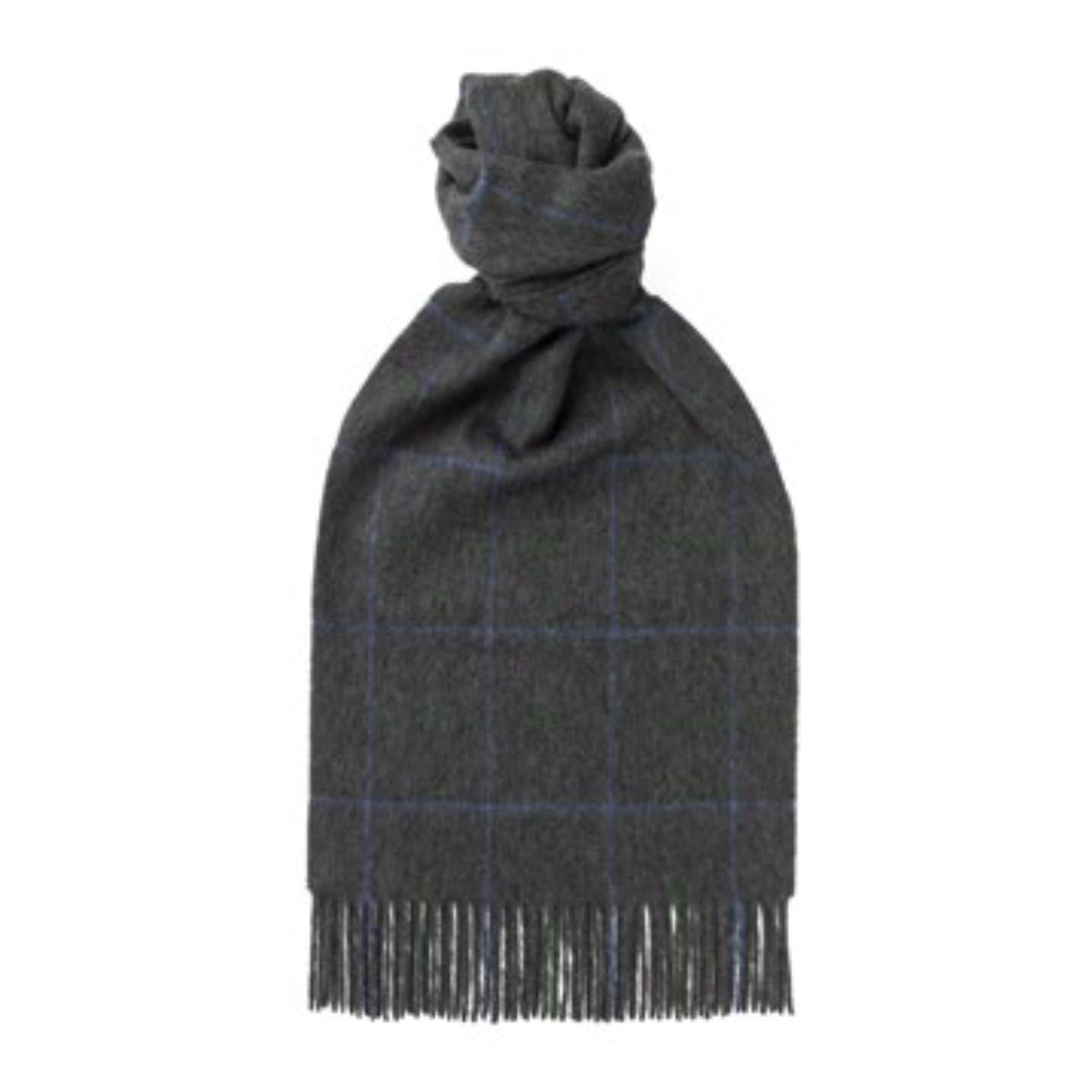 Cashmere Checked Scarf - Grey Blue Checked Scarf