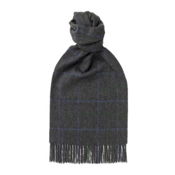 Cashmere Checked Scarf - Grey Blue Checked Scarf
