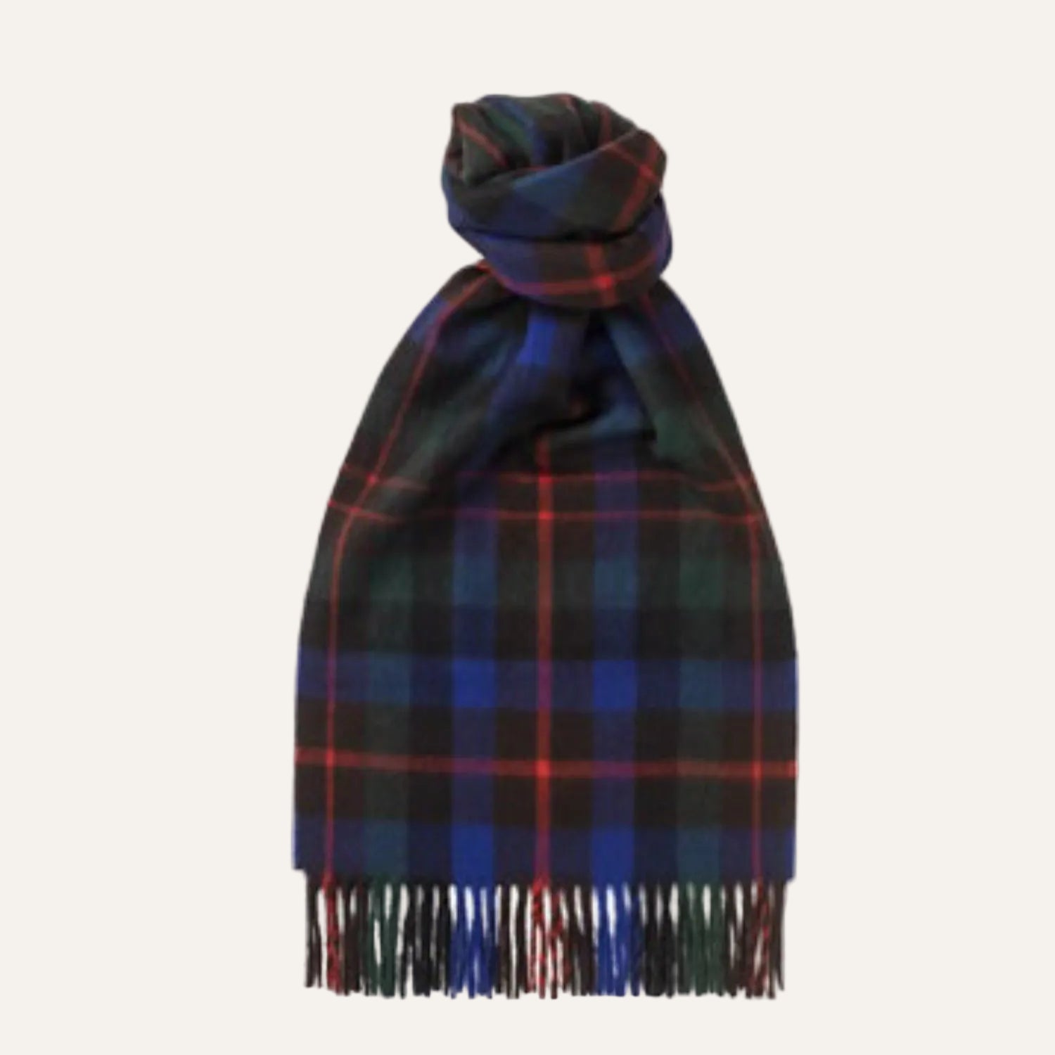 Cashmere Checked Scarf - Modern Tartan Cobalt