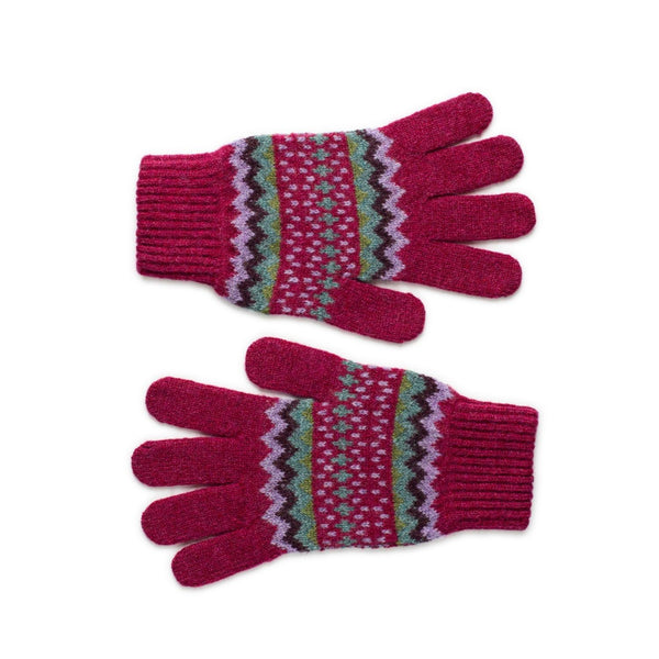 Pure Lambswool Ladies Gloves - Patterned Christmas Gloves - Pink
