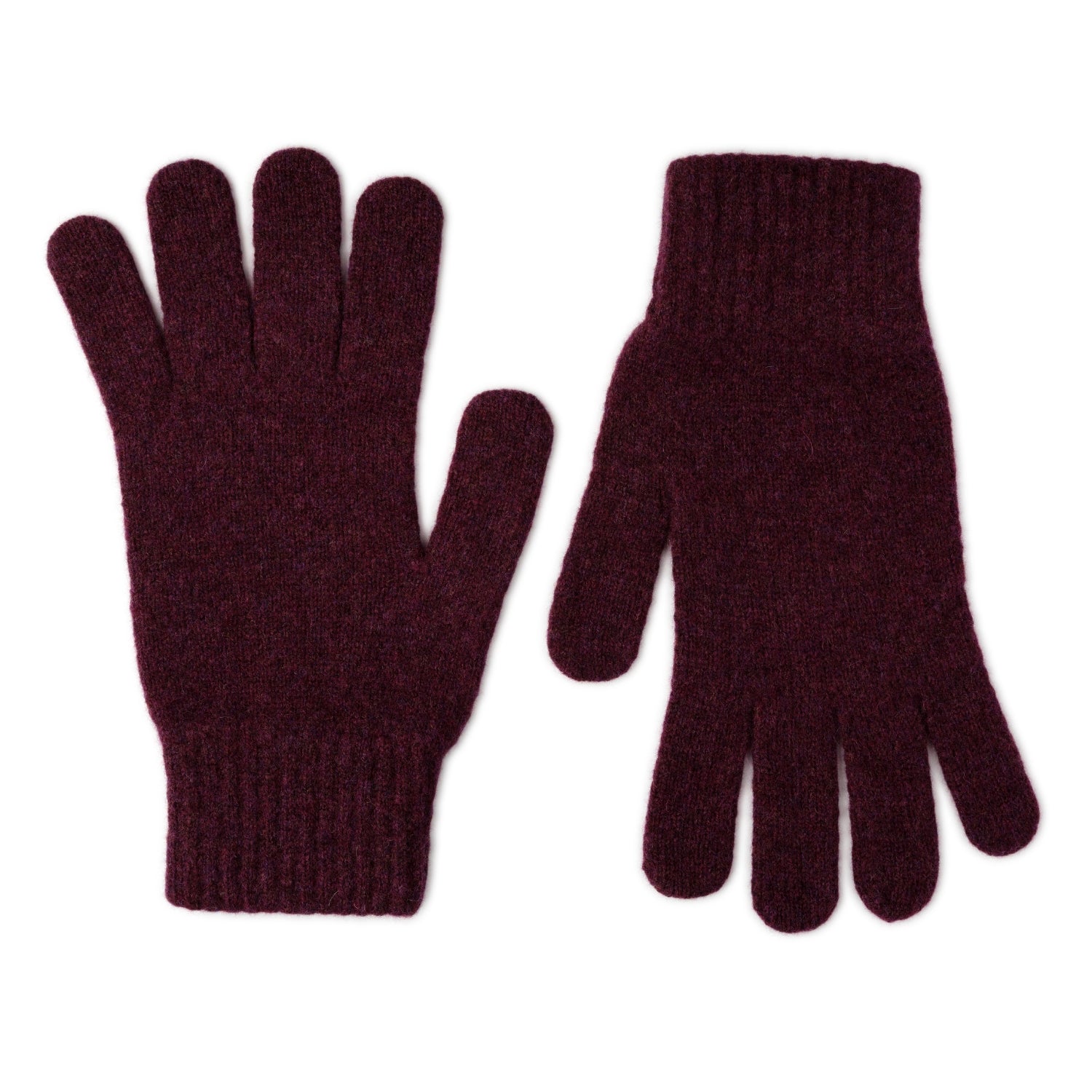 Lambswool Winter Gloves - Mens Wool Gloves UK - blackgrape maroon - Lomond Lambswool