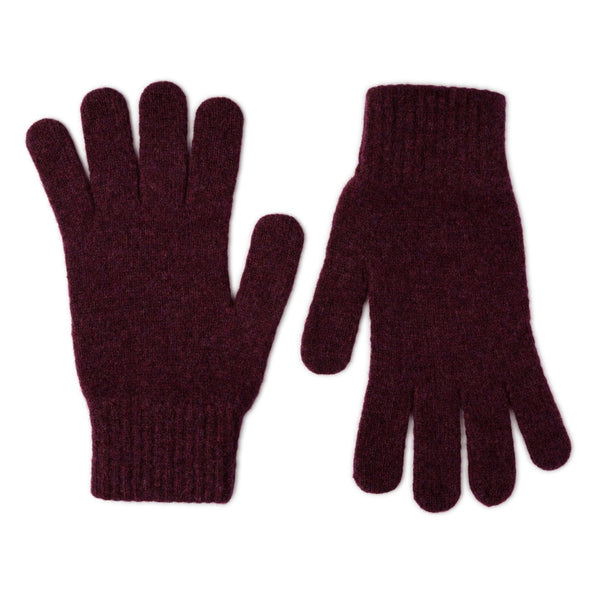 Lambswool Winter Gloves - Mens Wool Gloves UK - blackgrape maroon - Lomond Lambswool