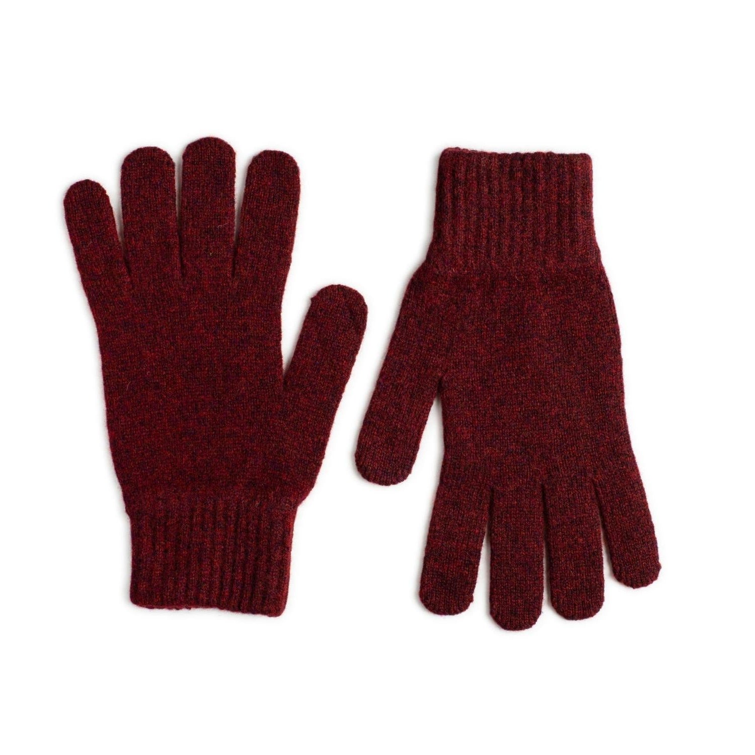 Lambswool Winter Gloves - Mens Wool Gloves UK - wine red - Lomond Lambswool
