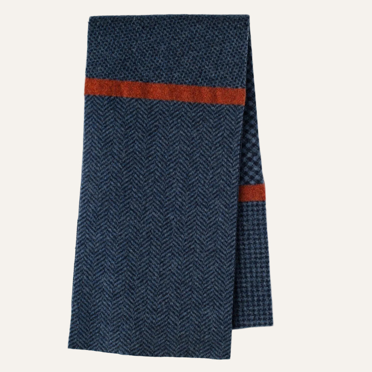 Blue Nairn herringbone patterned scarf