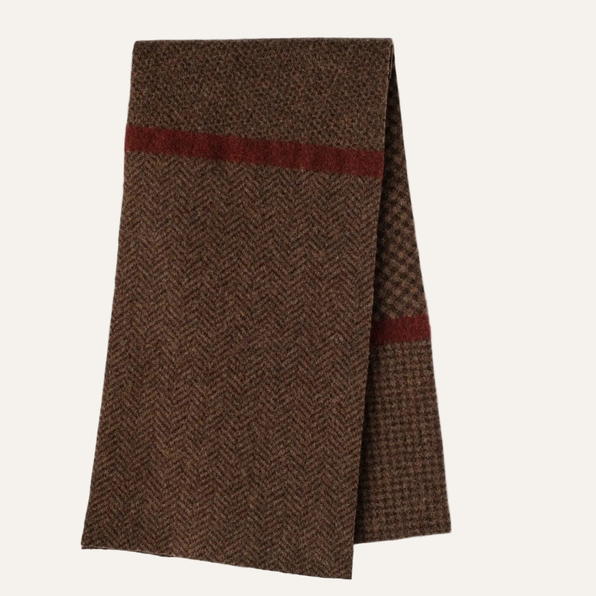 Brown Nairn herringbone patterned scarf
