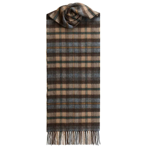 Checked Cashmere Scarf With Fringes | Brown Grey