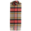 Checked Cashmere Scarf With Fringes - Beige Yellow Coral - Ladies Cashmere Scarf