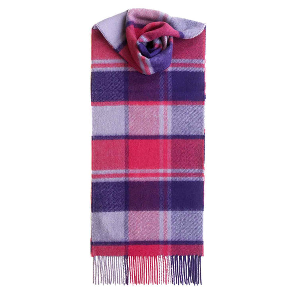 Checked Cashmere Scarf in pink and purple | Ladies cashmere scarf 