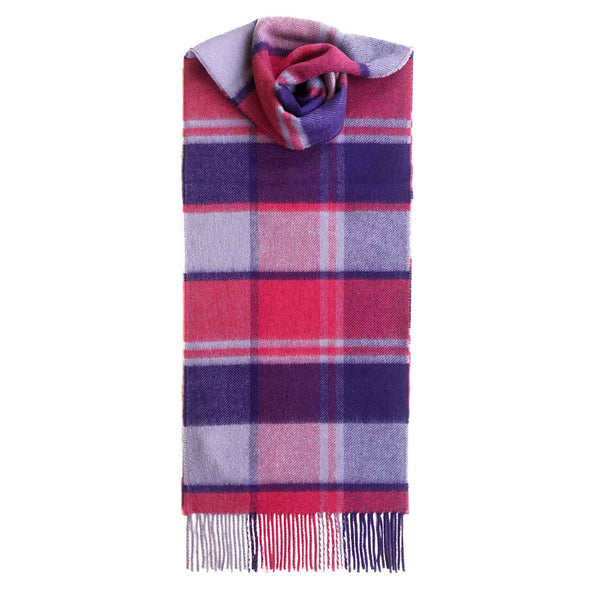 Checked Cashmere Scarf in pink and purple | Ladies cashmere scarf