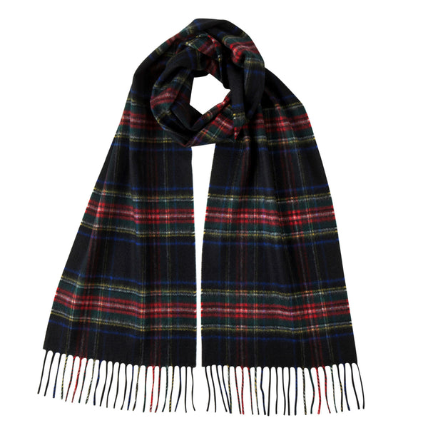 Tartan Cashmere Scarf Black_Stewart