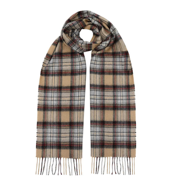 Tartan Cashmere Scarf | Camel Stewart