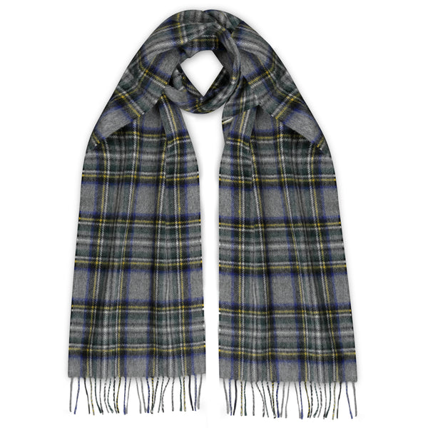 Tartan Cashmere Scarf  Glen Isla Grey Stewart