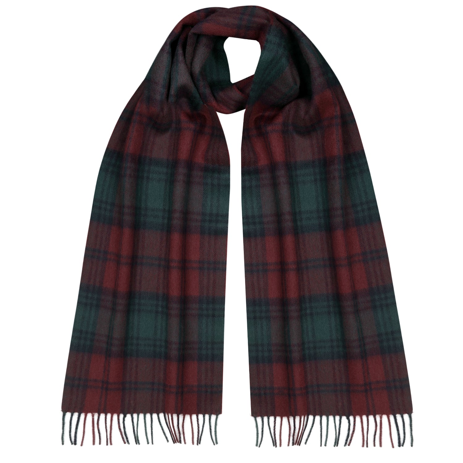 Tartan Cashmere Scarf Linday Check Green Maroon