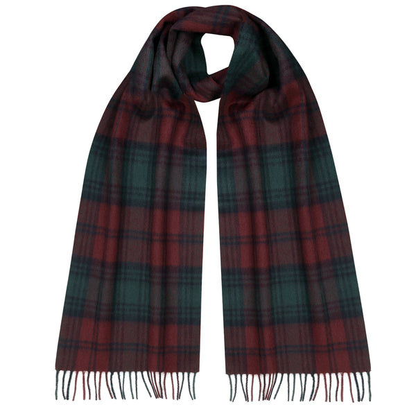 Tartan Cashmere Scarf Linday Check Green Maroon