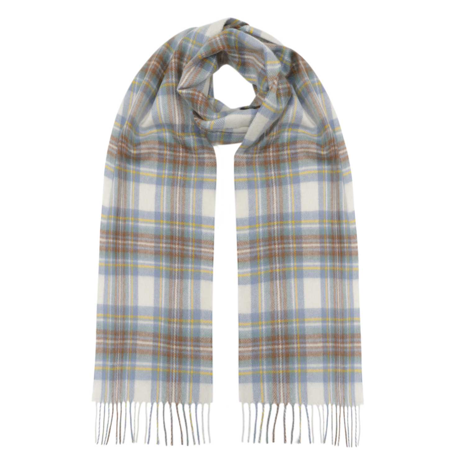 Tartan Cashmere Scarf Muted Blue Dress Stewart