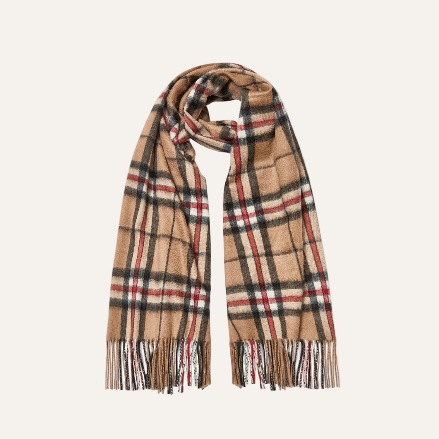 Pure Cashmere Stole | Camel Check | The Cashmere Choice