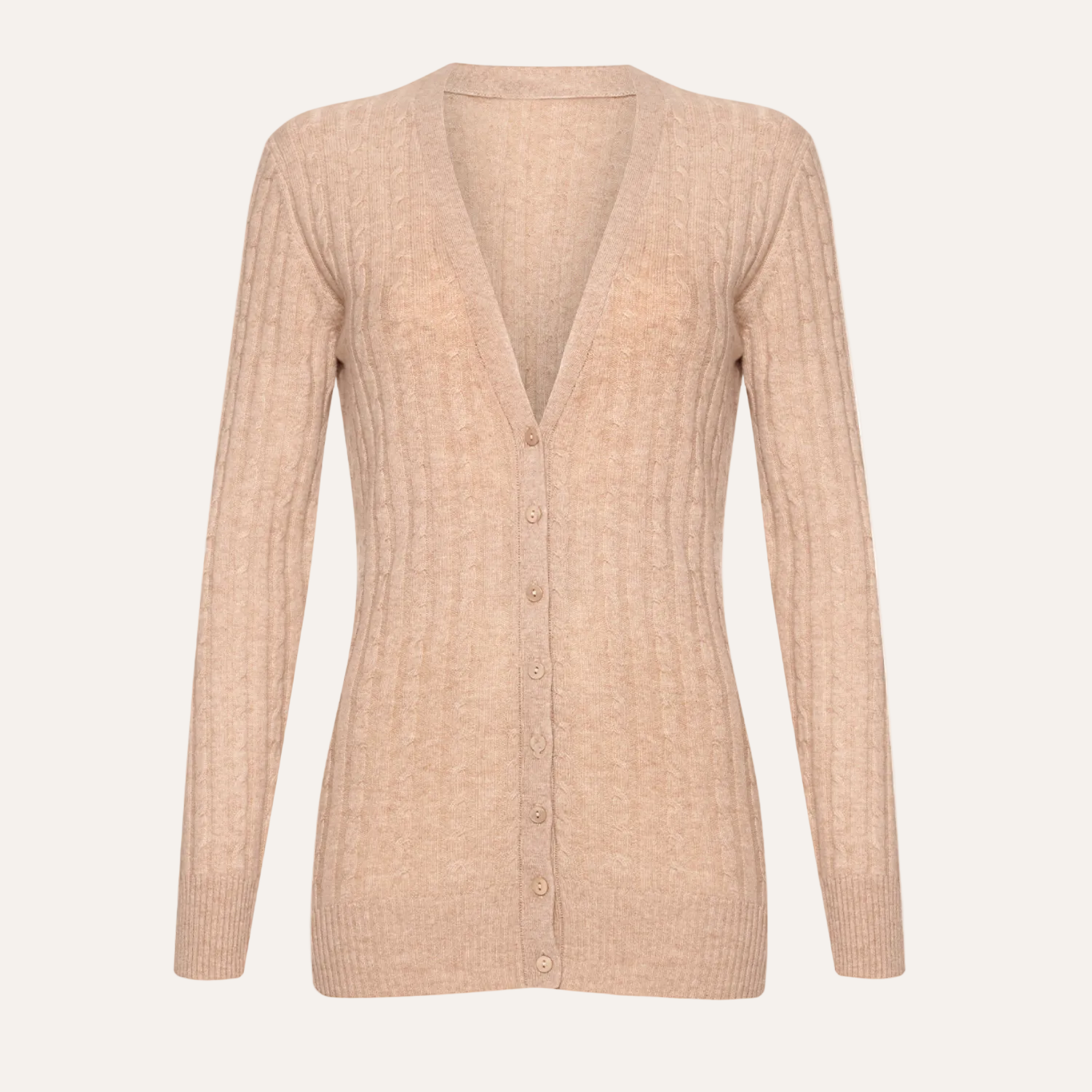 Cable Knit Cashmere Cardigan | Beige